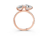 Rose gold Emerald and Heart Toi Moi Ring with Prong Setting and Micro Pave Band 3