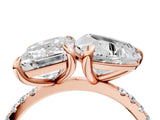 Rose gold Emerald and Heart Toi Moi Ring with Prong Setting and Micro Pave Band 4