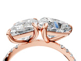 Rose gold Emerald and Heart Toi Moi Ring with Prong Setting and Pave Band 4