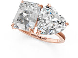 Rose gold Emerald and Heart Toi Moi Ring with Prong Setting and Plain Band 1