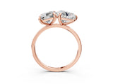 Rose gold Emerald and Heart Toi Moi Ring with Prong Setting and Plain Band 3
