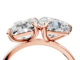 Rose gold Emerald and Heart Toi Moi Ring with Prong Setting and Plain Band 4