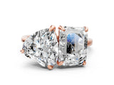 Rose gold Emerald and Heart Toi Moi Ring with Prong Setting and Plain Band