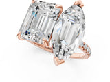 Rose gold Emerald and Marquise Toi Moi Ring with Prong Setting and Micro Pave Band 1