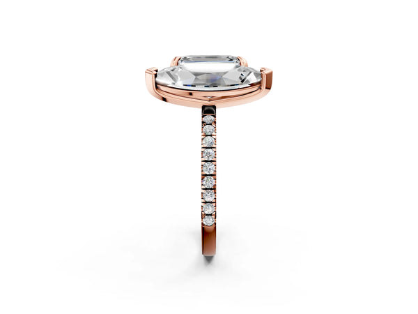 Rose Gold Emerald Cut and Marquise Laboratory-Grown Diamond Toi et Moi Engagement Ring