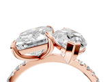 Rose gold Emerald and Marquise Toi Moi Ring with Prong Setting and Micro Pave Band 4