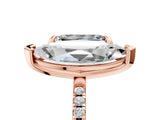Rose gold Emerald and Marquise Toi Moi Ring with Prong Setting and Micro Pave Band 5