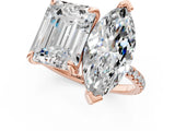 Rose gold Emerald and Marquise Toi Moi Ring with Prong Setting and Pave Band 1