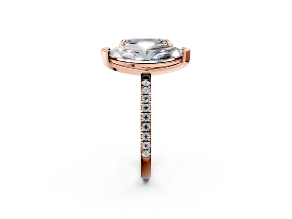 Rose Gold Emerald Cut and Marquise Lab-Grown Diamond Toi et Moi Ring