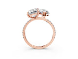 Rose gold Emerald and Marquise Toi Moi Ring with Prong Setting and Pave Band 3