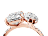 Rose gold Emerald and Marquise Toi Moi Ring with Prong Setting and Pave Band 4
