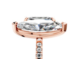 Rose gold Emerald and Marquise Toi Moi Ring with Prong Setting and Pave Band 5