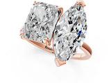 Rose gold Emerald and Marquise Toi Moi Ring with Prong Setting and Plain Band 1