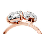 Rose gold Emerald and Marquise Toi Moi Ring with Prong Setting and Plain Band 4