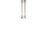 Rose gold Emerald and Pear Diamond Linear Earrings with Round Lab Grown Diamond Accents_16