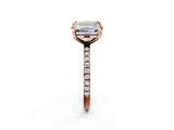 Rose gold Emerald and Princess Toi Moi Ring with Prong Setting and Micro Pave Band 2