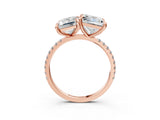 Rose gold Emerald and Princess Toi Moi Ring with Prong Setting and Micro Pave Band 3