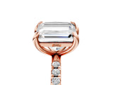 Rose gold Emerald and Princess Toi Moi Ring with Prong Setting and Micro Pave Band 5