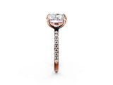 Rose gold Emerald and Princess Toi Moi Ring with Prong Setting and Pave Band 2