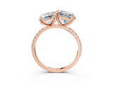 Rose gold Emerald and Princess Toi Moi Ring with Prong Setting and Pave Band 3