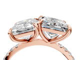 Rose gold Emerald and Princess Toi Moi Ring with Prong Setting and Pave Band 4