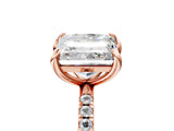 Rose gold Emerald and Princess Toi Moi Ring with Prong Setting and Pave Band 5