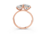 Rose gold Emerald and Princess Toi Moi Ring with Prong Setting and Plain Band 3