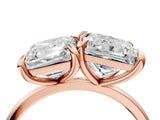 Rose gold Emerald and Princess Toi Moi Ring with Prong Setting and Plain Band 4