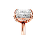 Rose gold Emerald and Princess Toi Moi Ring with Prong Setting and Plain Band 5