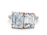 Rose gold Emerald and Radiant Toi Moi Ring with Prong Setting and Micro Pave Band_40