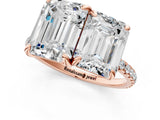 Rose gold Emerald and Radiant Toi Moi Ring with Prong Setting and Micro Pave Band_41