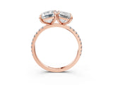 Rose gold Emerald and Radiant Toi Moi Ring with Prong Setting and Micro Pave Band_43