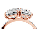 Rose gold Emerald and Radiant Toi Moi Ring with Prong Setting and Micro Pave Band_44