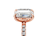 Rose gold Emerald and Radiant Toi Moi Ring with Prong Setting and Micro Pave Band_45