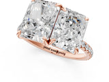 Rose gold Emerald and Radiant Toi Moi Ring with Prong Setting and Pave Band 1