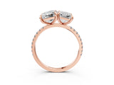 Rose gold Emerald and Radiant Toi Moi Ring with Prong Setting and Pave Band 3