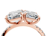 Rose gold Emerald and Radiant Toi Moi Ring with Prong Setting and Pave Band 4