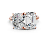 Rose gold Emerald and Radiant Toi Moi Ring with Prong Setting and Plain Band_40