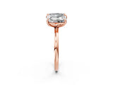 Rose gold Emerald and Radiant Toi Moi Ring with Prong Setting and Plain Band_42
