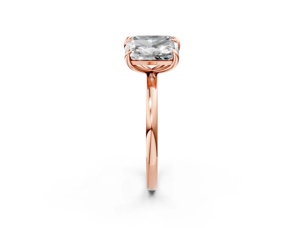 Rose gold Emerald and Radiant Toi Moi Ring with Prong Setting and Plain Band