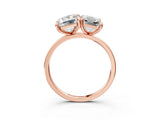 Rose gold Emerald and Radiant Toi Moi Ring with Prong Setting and Plain Band_43
