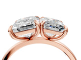 Rose gold Emerald and Radiant Toi Moi Ring with Prong Setting and Plain Band_44