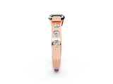 Rose gold Fancy Black Asscher Cut Brilliant Channel-Set Diamond Ring with Bezel Prong Setting_2