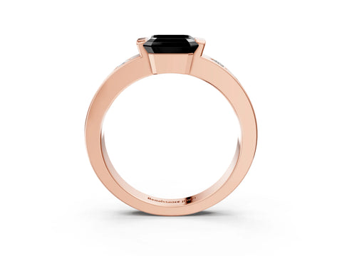 Rose gold Fancy Black Asscher Cut Brilliant Channel-Set Diamond Ring with Bezel Prong Setting_3