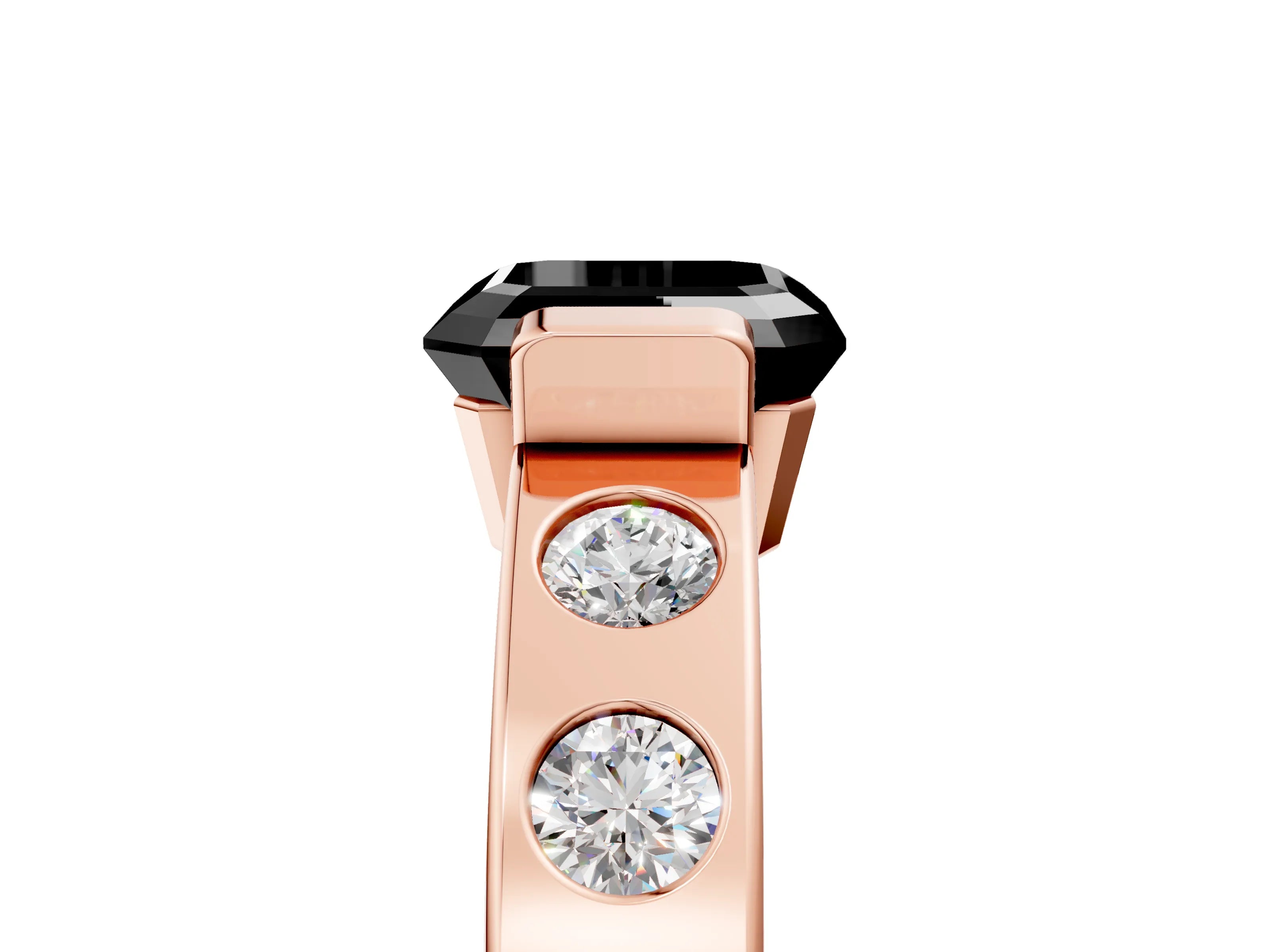 Rose gold Fancy Black Asscher Cut Brilliant Channel-Set Diamond Ring with Bezel Prong Setting_5