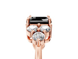 Rose gold Fancy Black Asscher Cut Brilliant Diamond Cluster Accent Solitaire Ring with Prong Setting_5