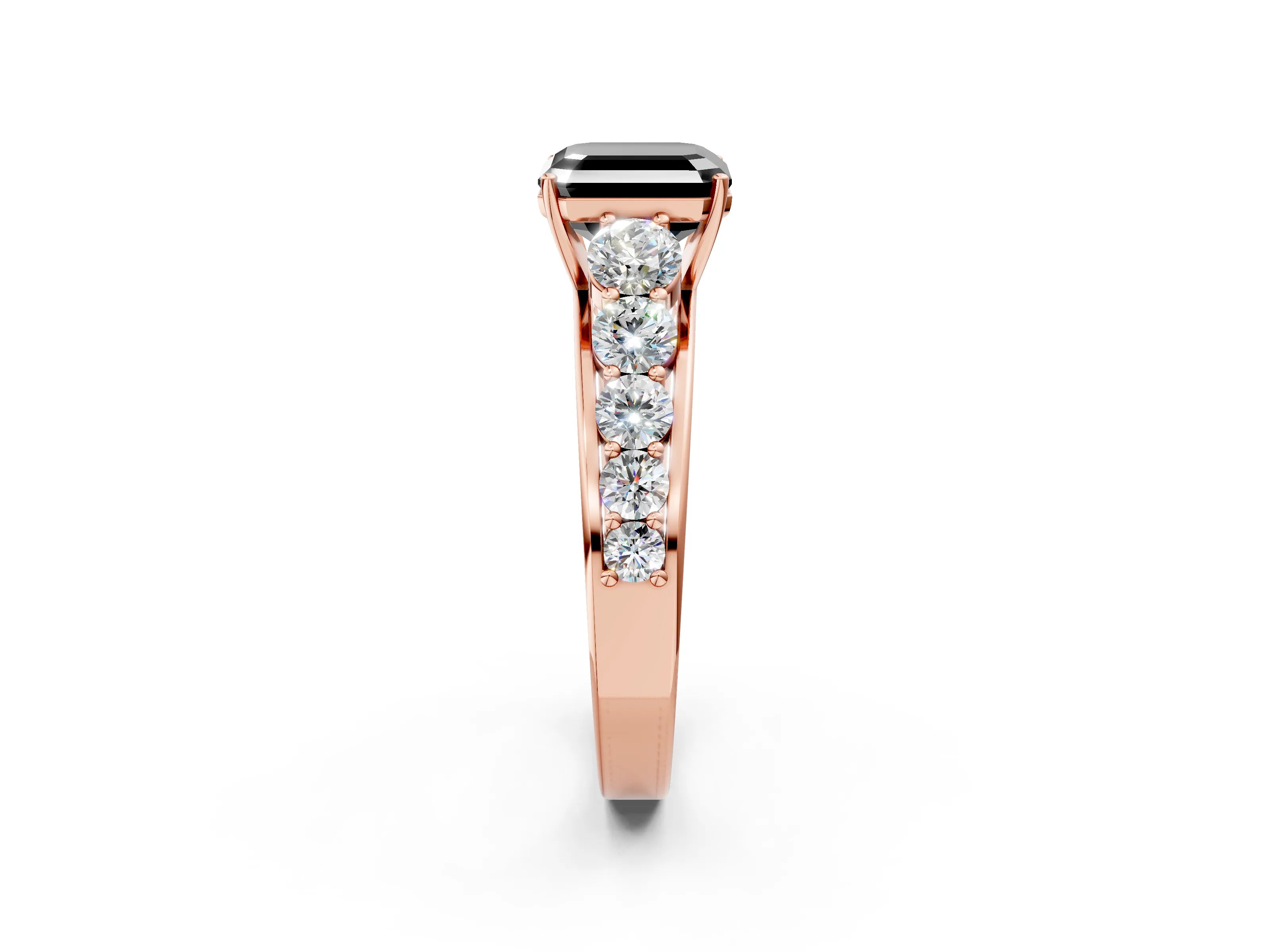 Rose gold Fancy Black Asscher Cut Brilliant Diamond Pavé Band with Six-Prong Setting_2