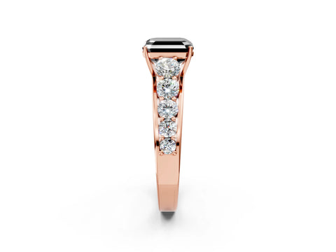 Rose gold Fancy Black Asscher Cut Brilliant Diamond Pavé Band with Six-Prong Setting_2