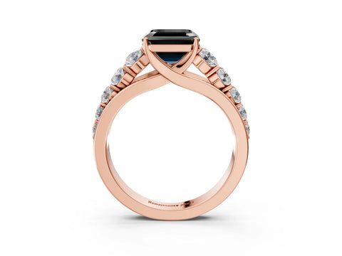 Rose gold Fancy Black Asscher Cut Brilliant Diamond Pavé Band with Six-Prong Setting_3