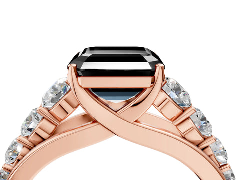 Rose gold Fancy Black Asscher Cut Brilliant Diamond Pavé Band with Six-Prong Setting_4